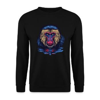 Mandrill Affe im Spiegel - Unisex Pullover - Schwarz - Vorne - Alina (178cm) & Michal (187cm)