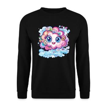 Happy Flower Cloud - Unisex Sweatshirt - black - Front - Alina (178cm) & Michal (187cm)
