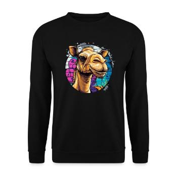 Graffiti Kamel Style - Unisex Pullover - Schwarz - Vorne - Alina (178cm) & Michal (187cm)