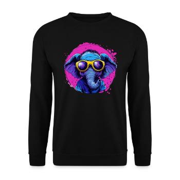 Cooler Elefant in Sonnenbrille - Unisex Pullover - Schwarz - Vorne - Alina (178cm) & Michal (187cm)