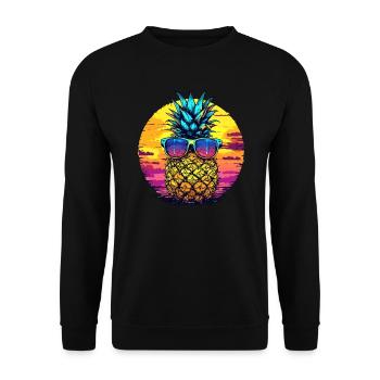 Sonnen Ananas mit Brille - Unisex Pullover - Schwarz - Vorne - Alina (178cm) & Michal (187cm)