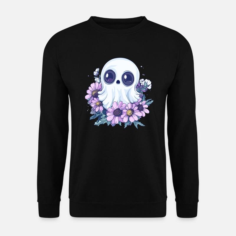 Fantôme avec des fleurs - Sweat-shirt Unisexe - noir