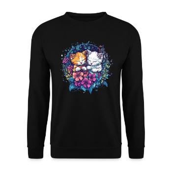 Cuddling kittens - Unisex Sweatshirt - black - Front - Alina (178cm) & Michal (187cm)