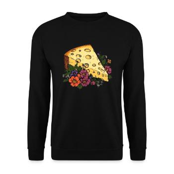 Cheese with flowers - Unisex Sweatshirt - black - Front - Alina (178cm) & Michal (187cm)