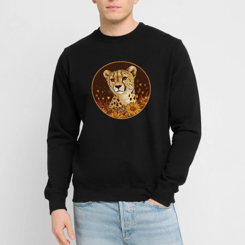 Guépard dans le champ de fleurs Sweat-shirt Unisexe