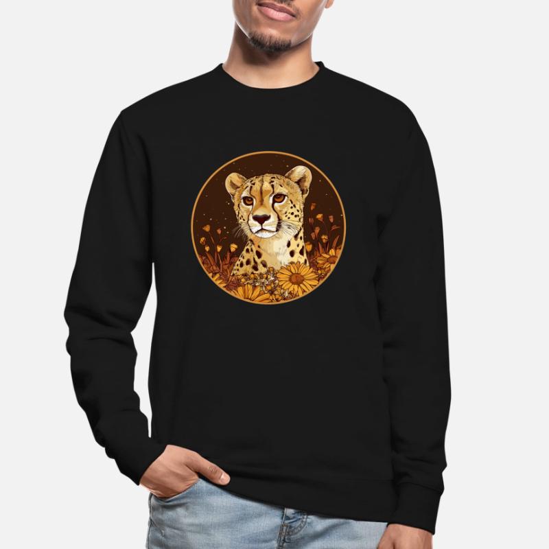 Guépard dans le champ de fleurs Sweat-shirt Unisexe
