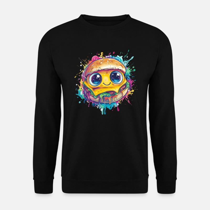 Burger mit großen Augen - Unisex Pullover - Schwarz