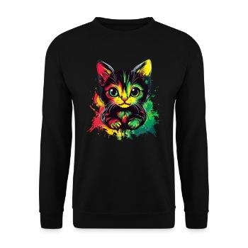 Style de chat rasta - Sweat-shirt Unisexe - noir - Devant - Alina (178cm) & Michal (187cm)