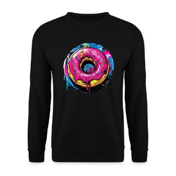 Donut im Graffiti Stil - Unisex Pullover - Schwarz - Vorne - Alina (178cm) & Michal (187cm)
