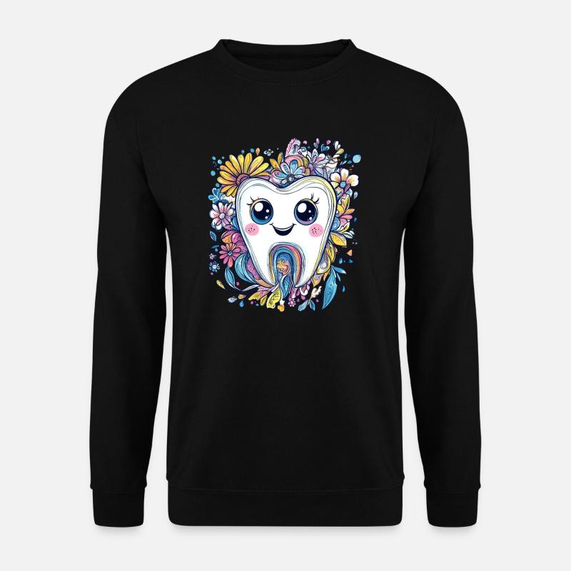 Dent avec sourire fleuri - Sweat-shirt Unisexe - noir