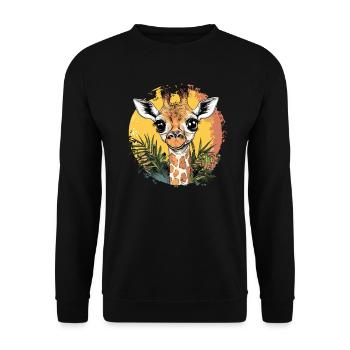 Curious Giraffe Illustration - Unisex Sweatshirt - black - Front - Alina (178cm) & Michal (187cm)