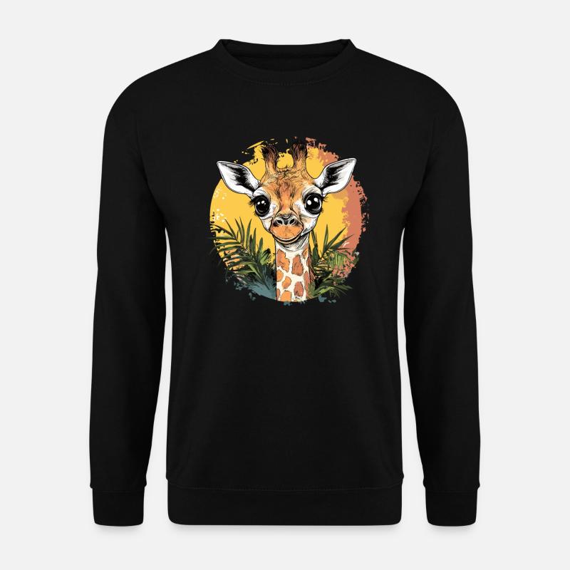 Neugierige Giraffe Illustration - Unisex Pullover - Schwarz