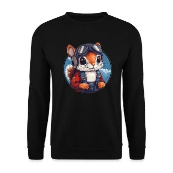 Flying squirrel with glasses - Unisex Sweatshirt - black - Front - Alina (178cm) & Michal (187cm)