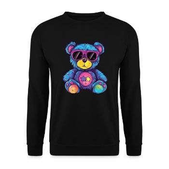 Colorful Star Teddy - Unisex Sweatshirt - black - Front - Alina (178cm) & Michal (187cm)