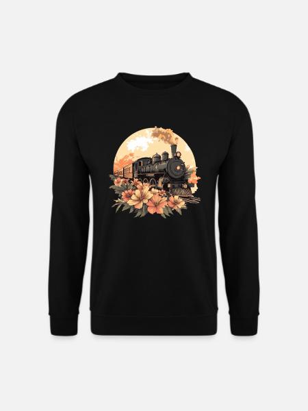 Nostalgic Train with Flowers - Unisex Sweatshirt - black