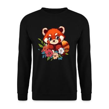 Panda roux avec des fleurs - Sweat-shirt Unisexe - noir - Devant - Alina (178cm) & Michal (187cm)