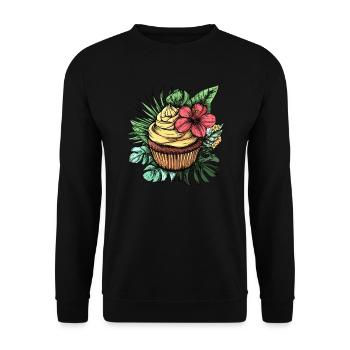 Tropischer Cupcake - Unisex Pullover - Schwarz - Vorne - Alina (178cm) & Michal (187cm)