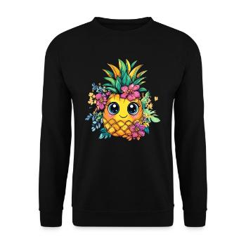 Floral Pineapple Delight - Unisex Sweatshirt - black - Front - Alina (178cm) & Michal (187cm)