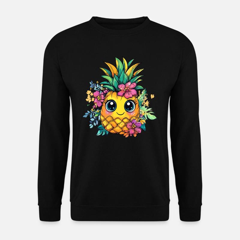 Blumige Ananasfreude - Unisex Pullover - Schwarz