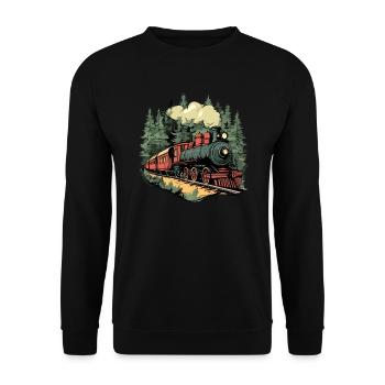 Waldzug im Sonnenlicht - Unisex Pullover - Schwarz - Vorne - Alina (178cm) & Michal (187cm)