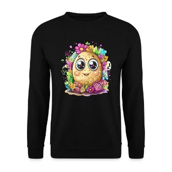 Fleur de patate heureuse - Sweat-shirt Unisexe - noir - Devant - Alina (178cm) & Michal (187cm)