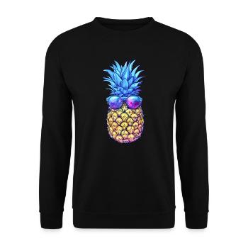 Stylische Ananas mit Sonnenbrille - Unisex Pullover - Schwarz - Vorne - Alina (178cm) & Michal (187cm)