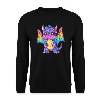 Bunter Baby-Drache - Unisex Pullover - Schwarz - Vorne - Alina (178cm) & Michal (187cm)