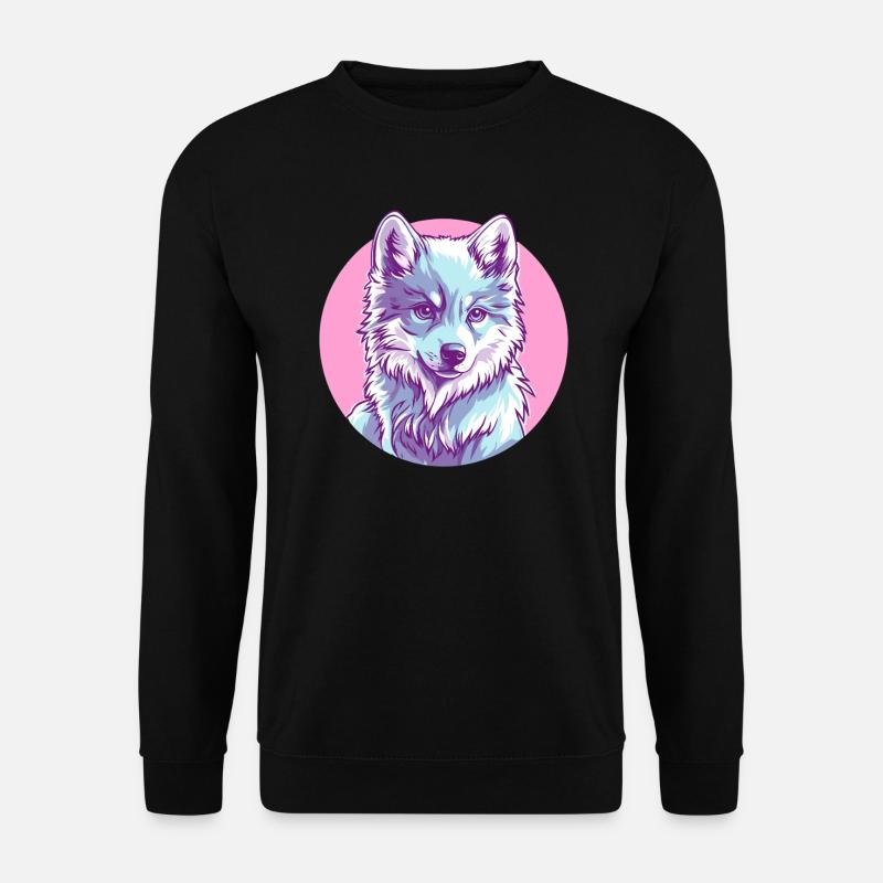 Arktischer Wolf in Rosa - Unisex Pullover - Schwarz