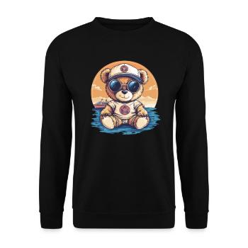 Teddy bear with sunglasses - Unisex Sweatshirt - black - Front - Alina (178cm) & Michal (187cm)