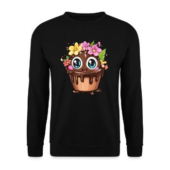 Cupcake with flowers - Unisex Sweatshirt - black - Front - Alina (178cm) & Michal (187cm)