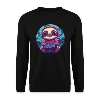 Gamer Faultier Chillmodus - Unisex Pullover - Schwarz - Vorne - Alina (178cm) & Michal (187cm)