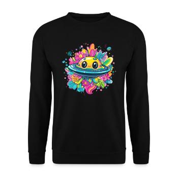 Süßes UFO Abenteuer - Unisex Pullover - Schwarz - Vorne - Alina (178cm) & Michal (187cm)