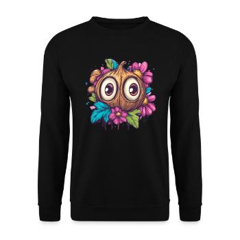 Drôle de noix de avec des fleurs - Sweat-shirt Unisexe - noir - Devant - Alina (178cm) & Michal (187cm)