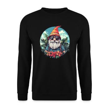 Tropical garden gnome with sunglasses - Unisex Sweatshirt - black - Front - Alina (178cm) & Michal (187cm)