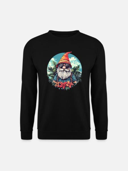 Tropischer Gartenzwerg mit Sonnenbrille - Unisex Pullover - Schwarz
