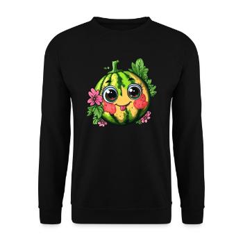 Pastèque sucrée aux fleurs - Sweat-shirt Unisexe - noir - Devant - Alina (178cm) & Michal (187cm)