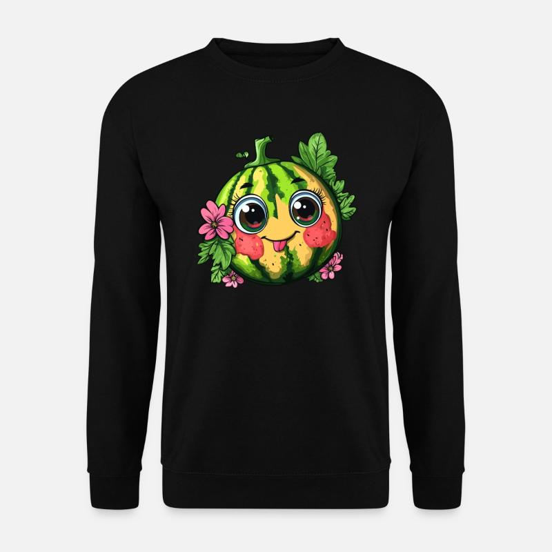 Süße Wassermelone mit Blumen - Unisex Pullover - Schwarz