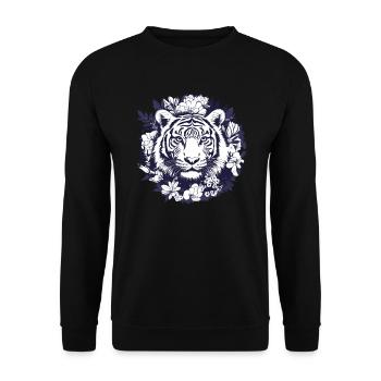 Tigre dans une couronne de fleurs - Sweat-shirt Unisexe - noir - Devant - Alina (178cm) & Michal (187cm)