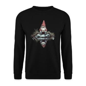 Pensive garden gnome - Unisex Sweatshirt - black - Front - Alina (178cm) & Michal (187cm)