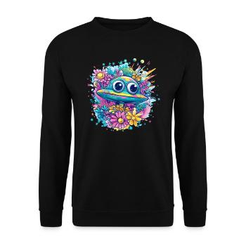 OVNI dans une mer de fleurs - Sweat-shirt Unisexe - noir - Devant - Alina (178cm) & Michal (187cm)