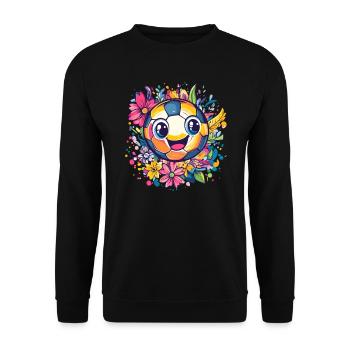 Colorful soccer ball with flowers - Unisex Sweatshirt - black - Front - Alina (178cm) & Michal (187cm)