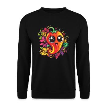 Cheerful Cartoon Chili - Unisex Sweatshirt - black - Front - Alina (178cm) & Michal (187cm)