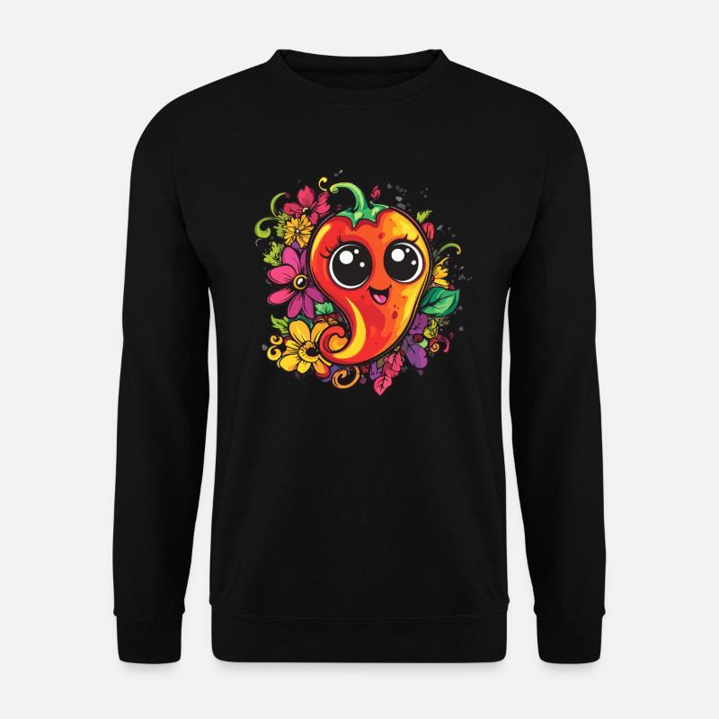 Fröhliche Cartoon Chili - Unisex Pullover - Schwarz