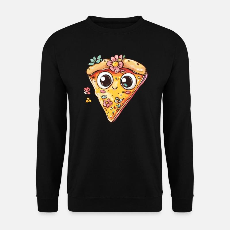 Pizzastück mit Blüten - Unisex Pullover - Schwarz