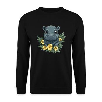 Bébé fleur hippopotame - Sweat-shirt Unisexe - noir - Devant - Alina (178cm) & Michal (187cm)
