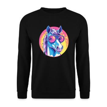 Cheval fluo avec lunettes de soleil - Sweat-shirt Unisexe - noir - Devant - Alina (178cm) & Michal (187cm)