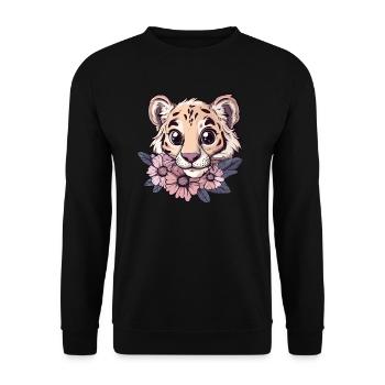 Tigre avec vue sur les fleurs - Sweat-shirt Unisexe - noir - Devant - Alina (178cm) & Michal (187cm)