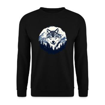 Wolf in the mountain forest - Unisex Sweatshirt - black - Front - Alina (178cm) & Michal (187cm)