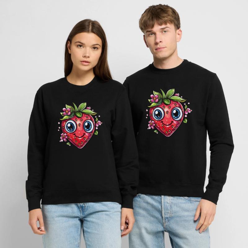 Fraise avec sourire de fleur Sweat-shirt Unisexe