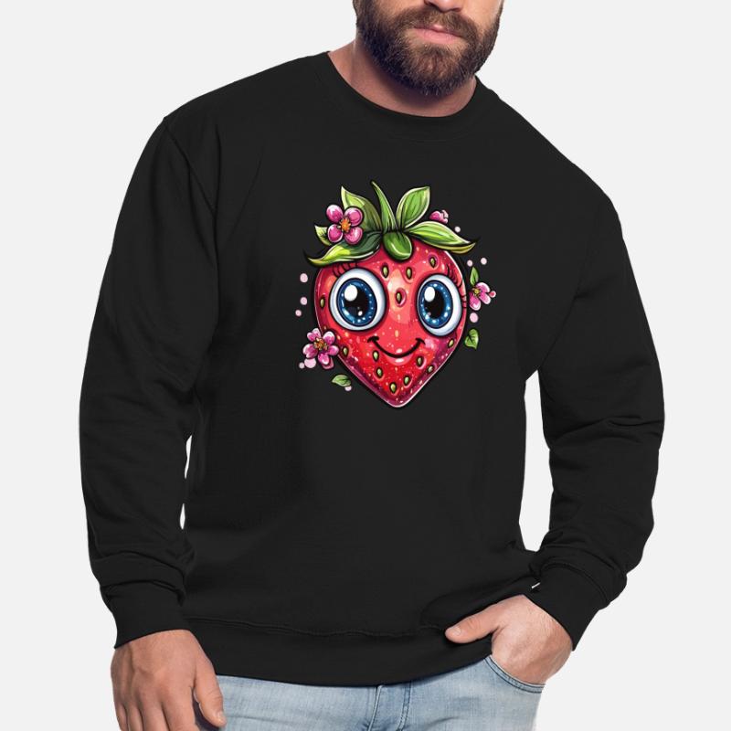 Strawberry with flower smile Unisex Sweatshirt